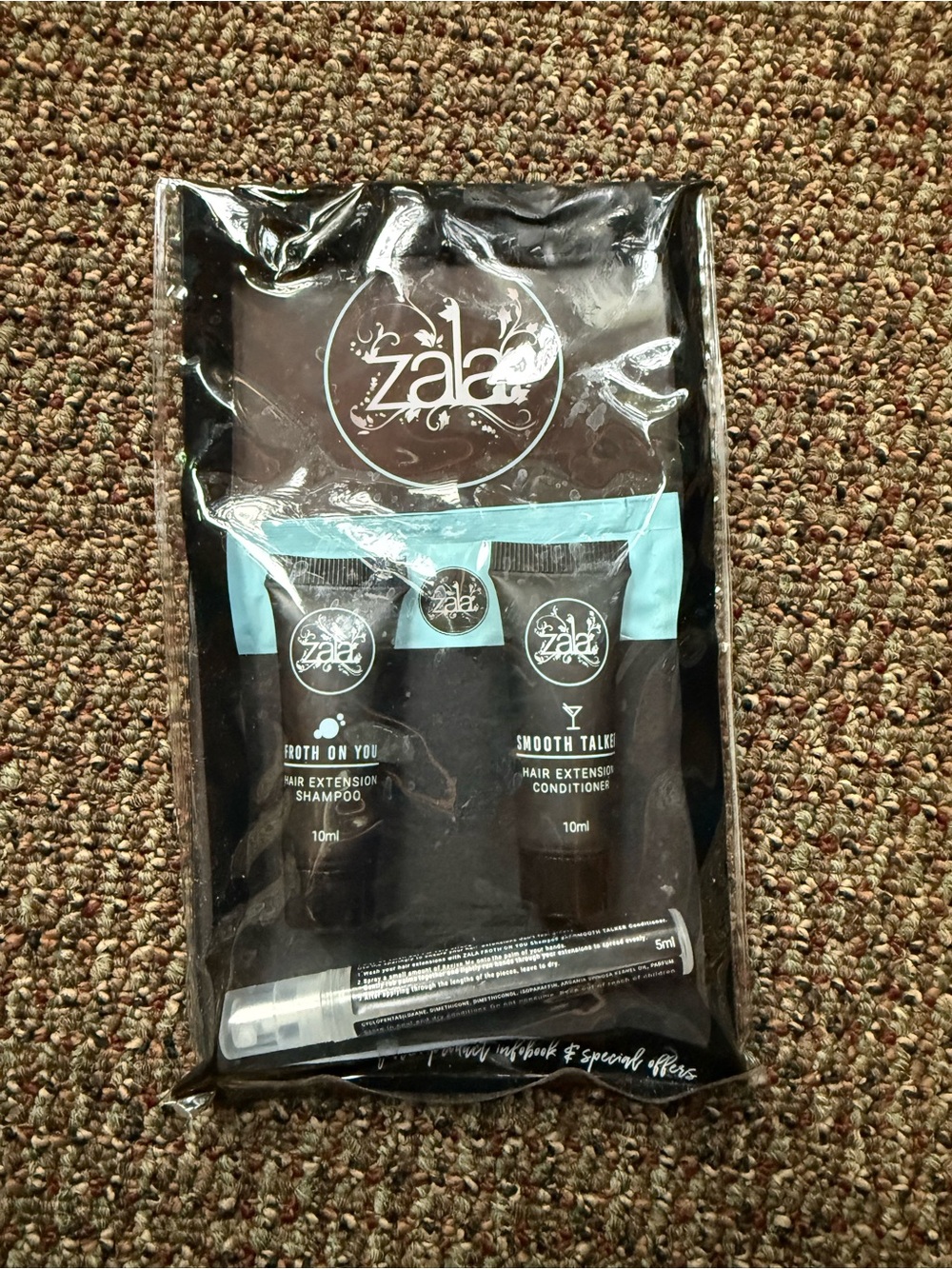 Zala Hair Extension Care Set — Black with Teal Accents